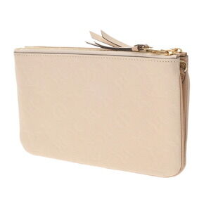 Louis Vuitton Tan Dress Beige Empreinte Leather Zip Double Pochette Shoulder Bag